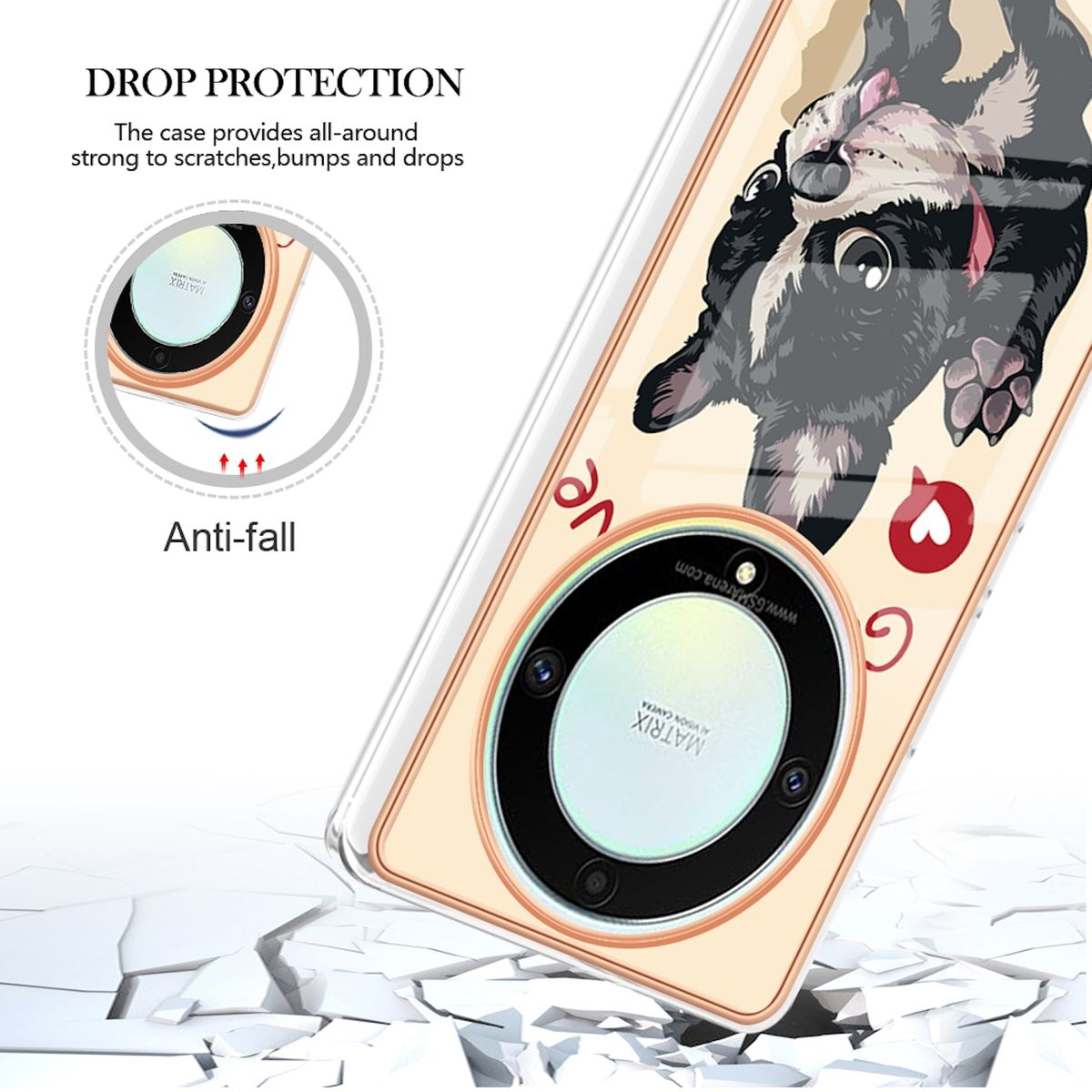 WIGENTO TPU / PC Design Honor, Hülle, Lite, Feel Magic Druck Weiß 5 mit Backcover