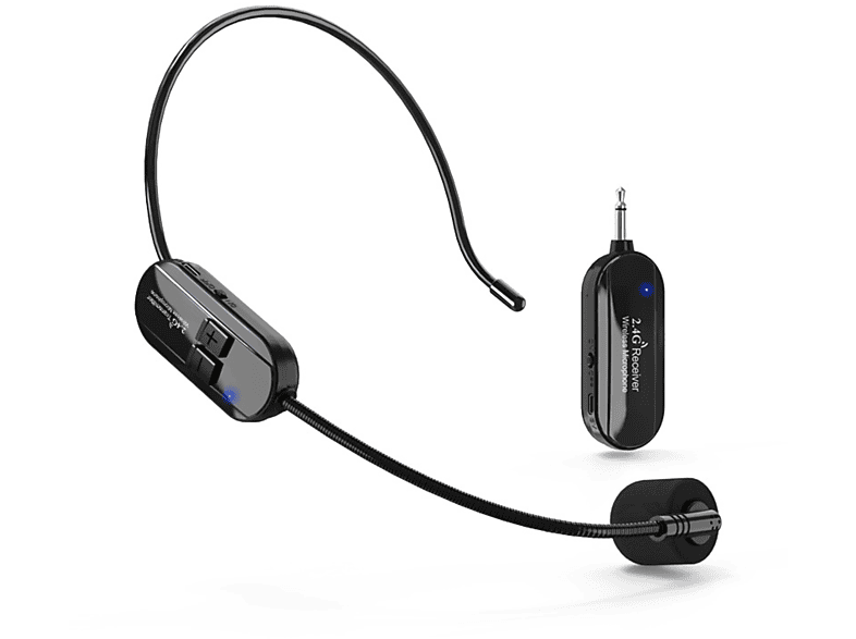 Micrófono - Auricular de condensador 2.4G micrófono auricular inalámbrico  un remolque dos auriculares BYTELIKE, negro