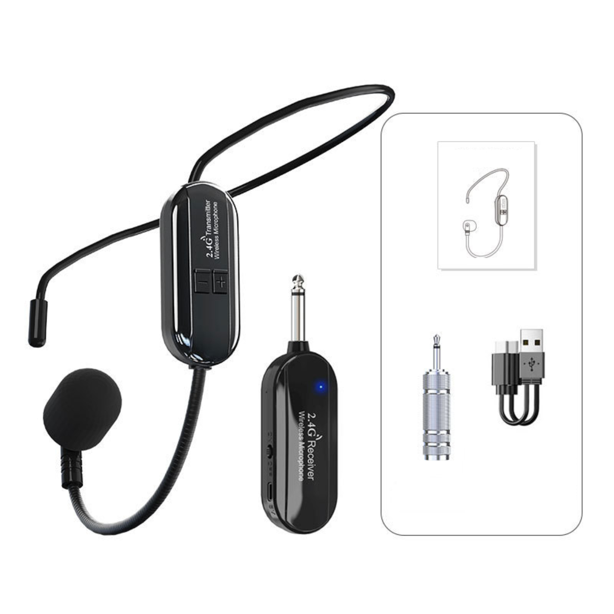 BYTELIKE Kondensator-Headset 2.4G drahtlose ein schwarz Headset-Mikrofon zwei Mikrofon Headset tow