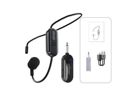 Micrófono - Auricular de condensador 2.4G micrófono auricular inalámbrico  un remolque dos auriculares BYTELIKE, negro