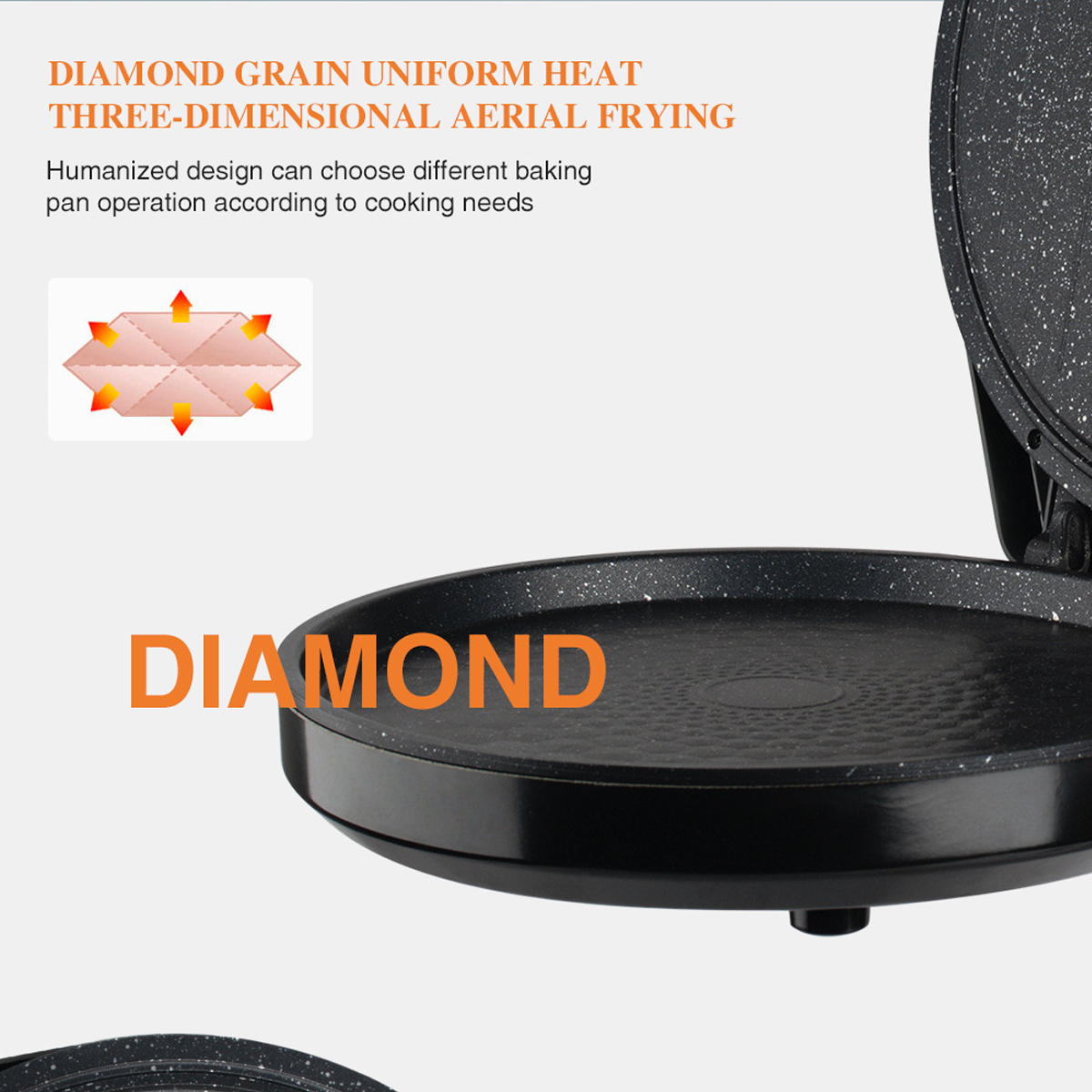 Primer plano de un electrodoméstico de cocina negro, la palabra DIAMOND está en él.