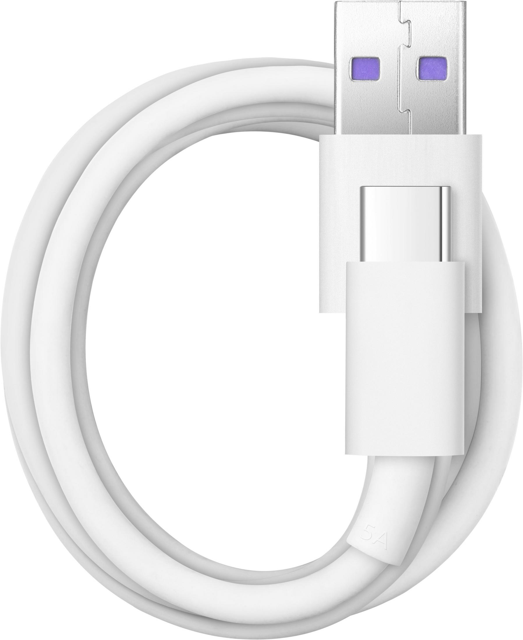 Cavo di ricarica da USB-A a USB-C bianco.