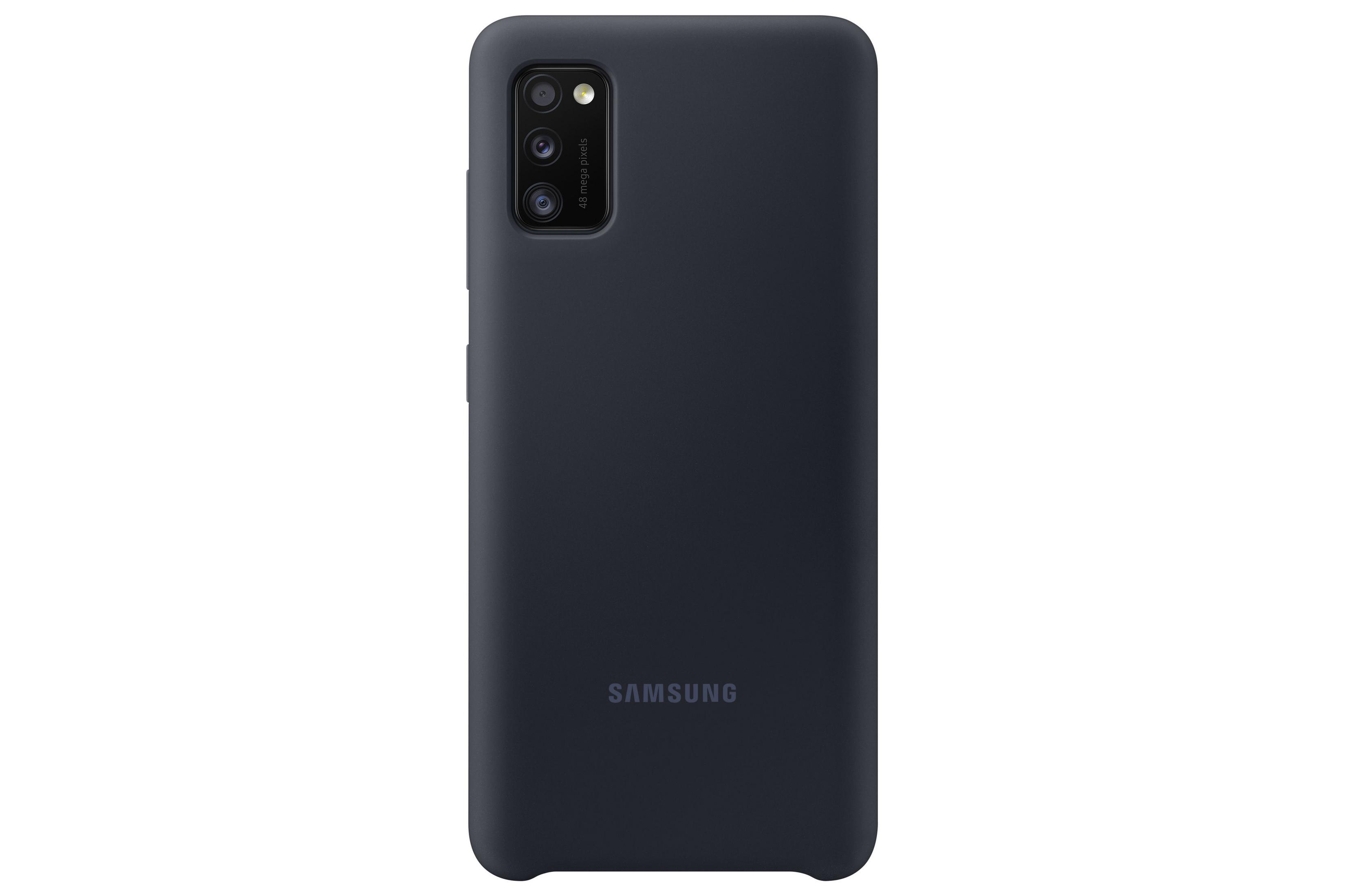 Donkerblauwe Samsung telefoonhoes met een cameramodule en Samsung logo. Achterkant.