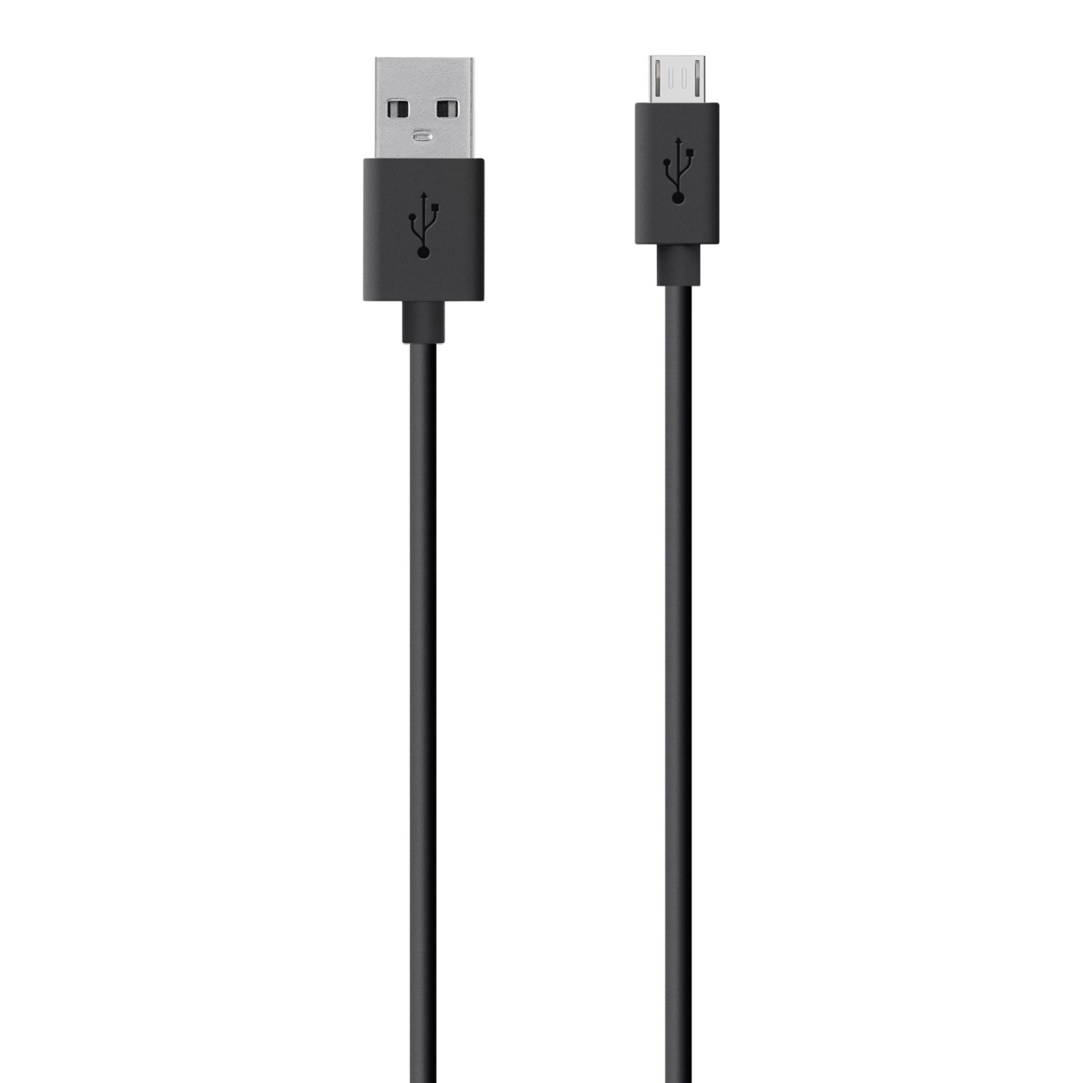 Dwa czarne kable USB na białym tle. Jeden to standardowy USB, drugi micro USB.