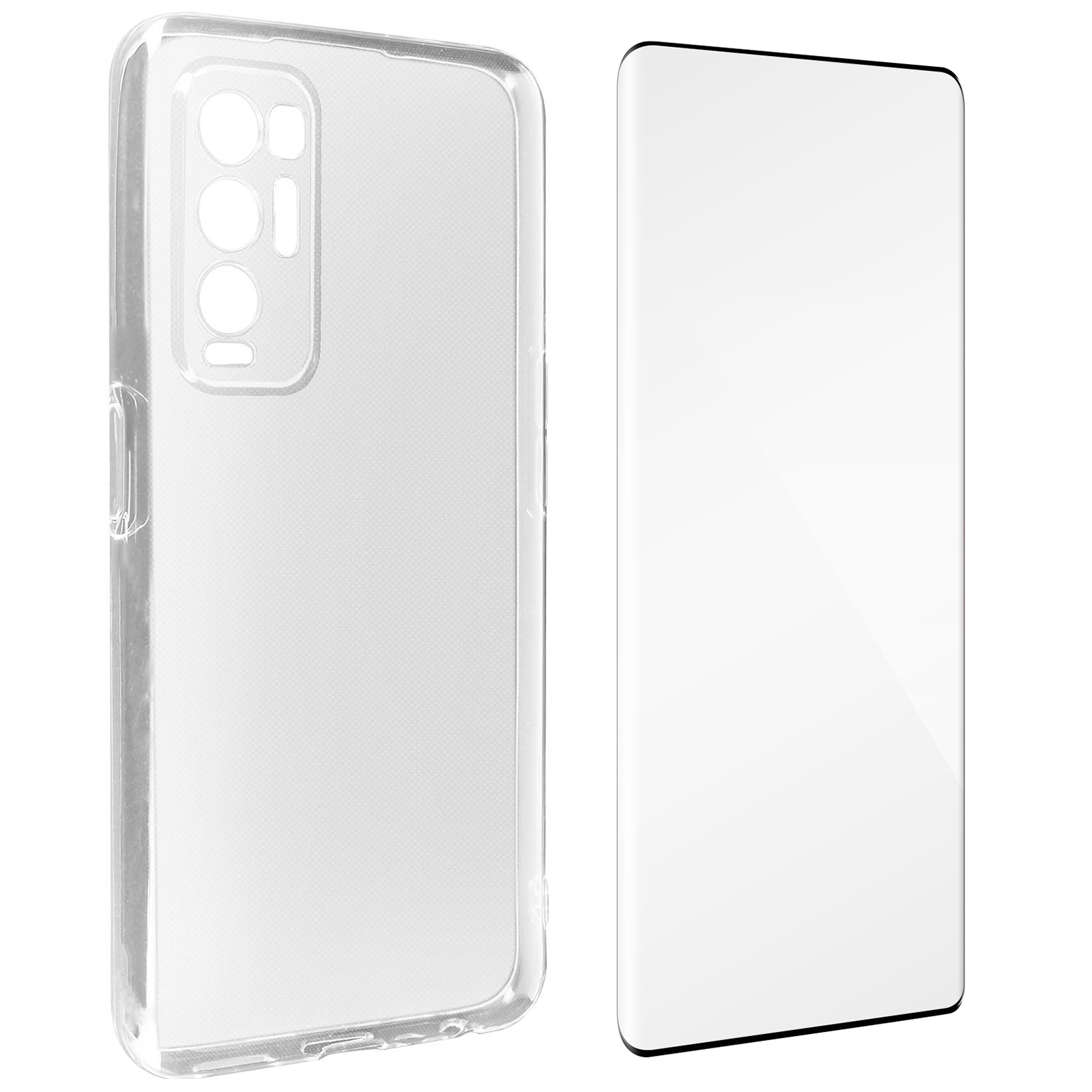 Transparente Handyhülle mit Displayschutz. Beide sind transparent.
