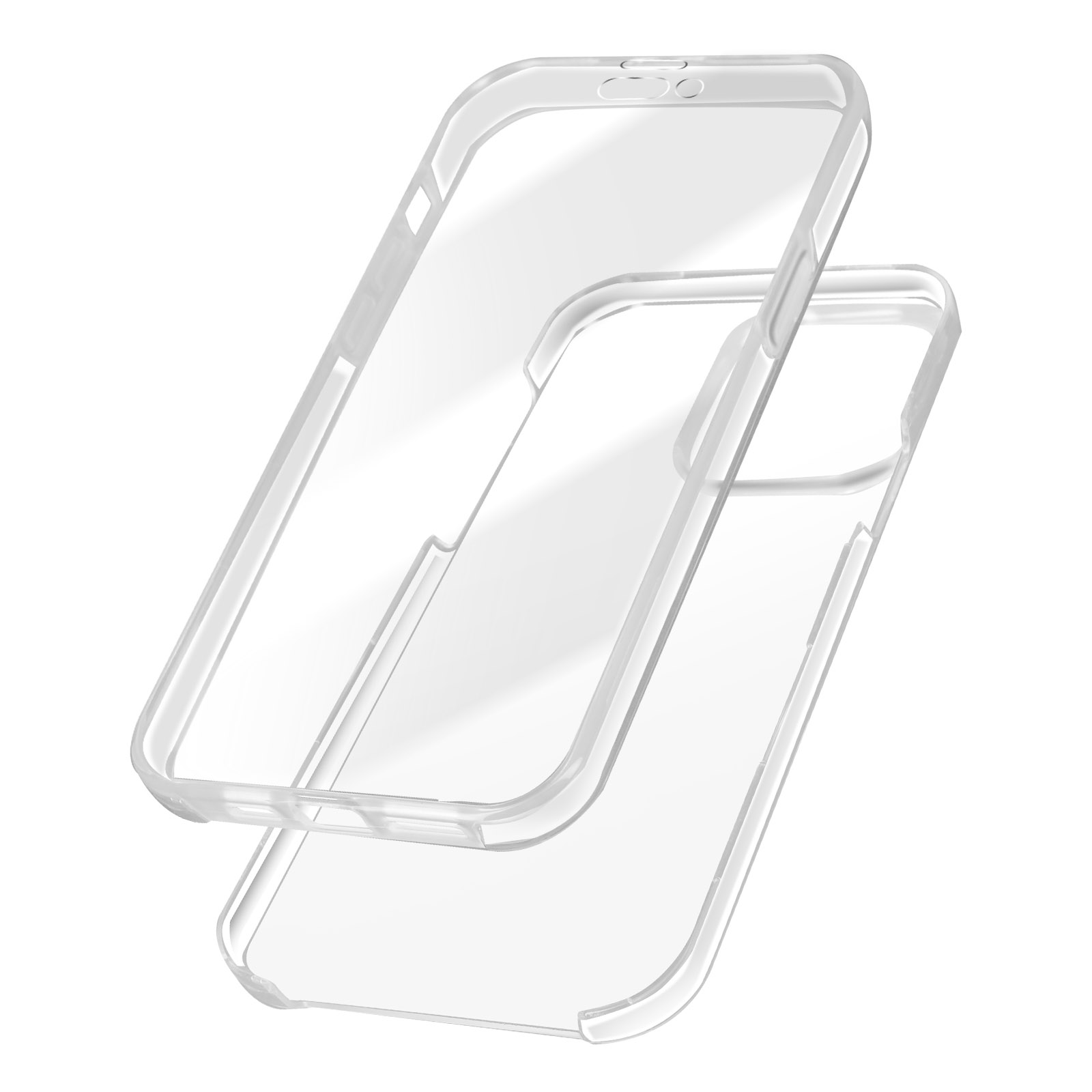 Due custodie trasparenti per telefono sovrapposte. Plastica trasparente.