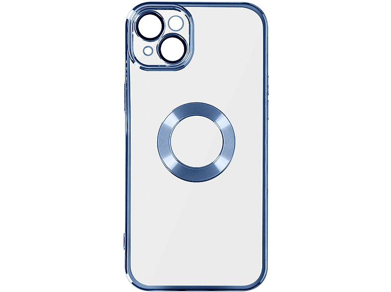 Apple, Transparente Series, Silikonhülle AVIZAR im iPhone Backcover, Chrome-Style 14, Blau