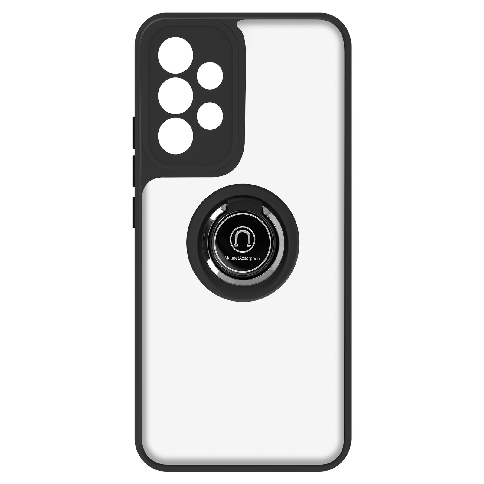 Custodia per telefono con anello e cornice nera.