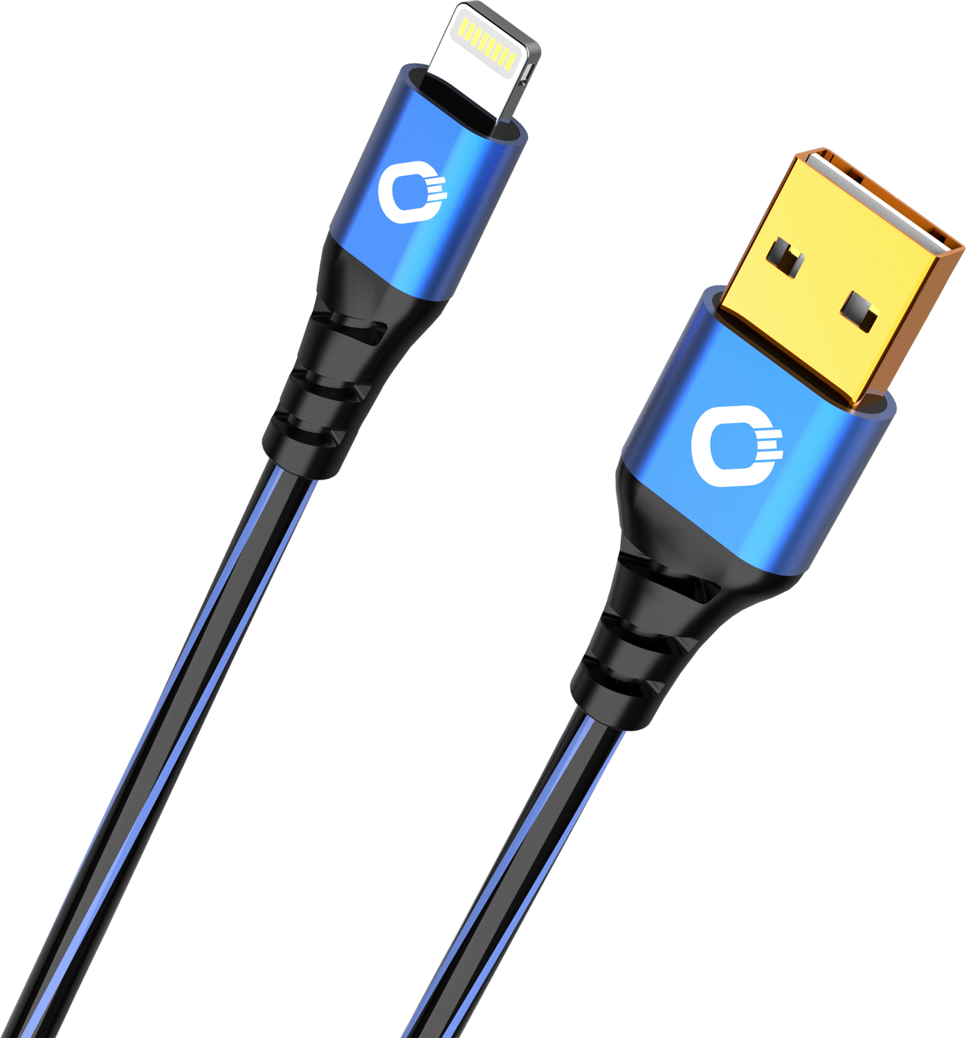 OEHLBACH 9321 USB PLUS USB-A Lightning 0,50M passend Apple Schwarz/Blau Kabel AUF APPLE LIGHTNING für