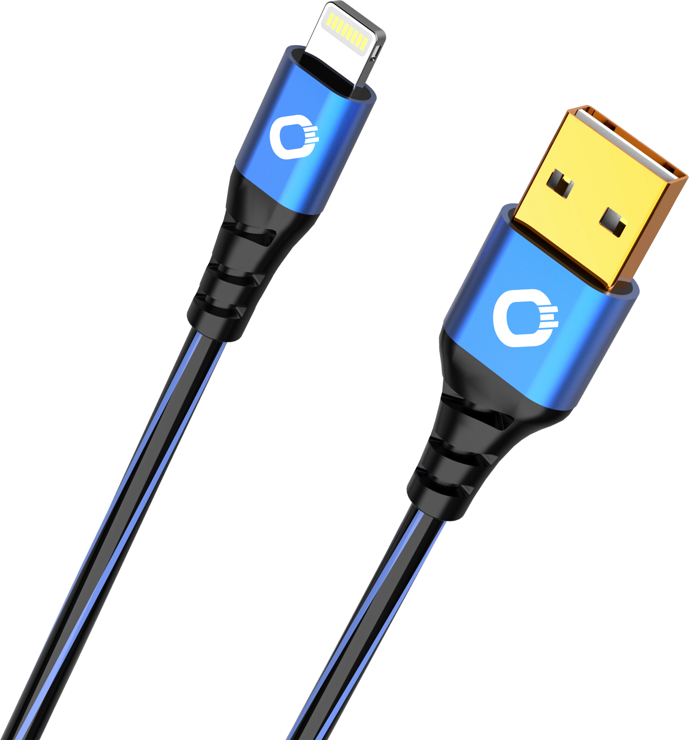 OEHLBACH 9321 USB PLUS USB-A Lightning 0,50M passend Apple Schwarz/Blau Kabel AUF APPLE LIGHTNING für