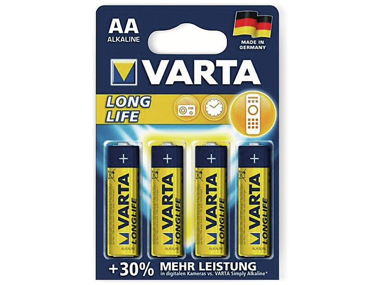 VARTA Longlife Mignon AA Batterie 4106 (4er Folie) AlMn Batterie, AlMn ...