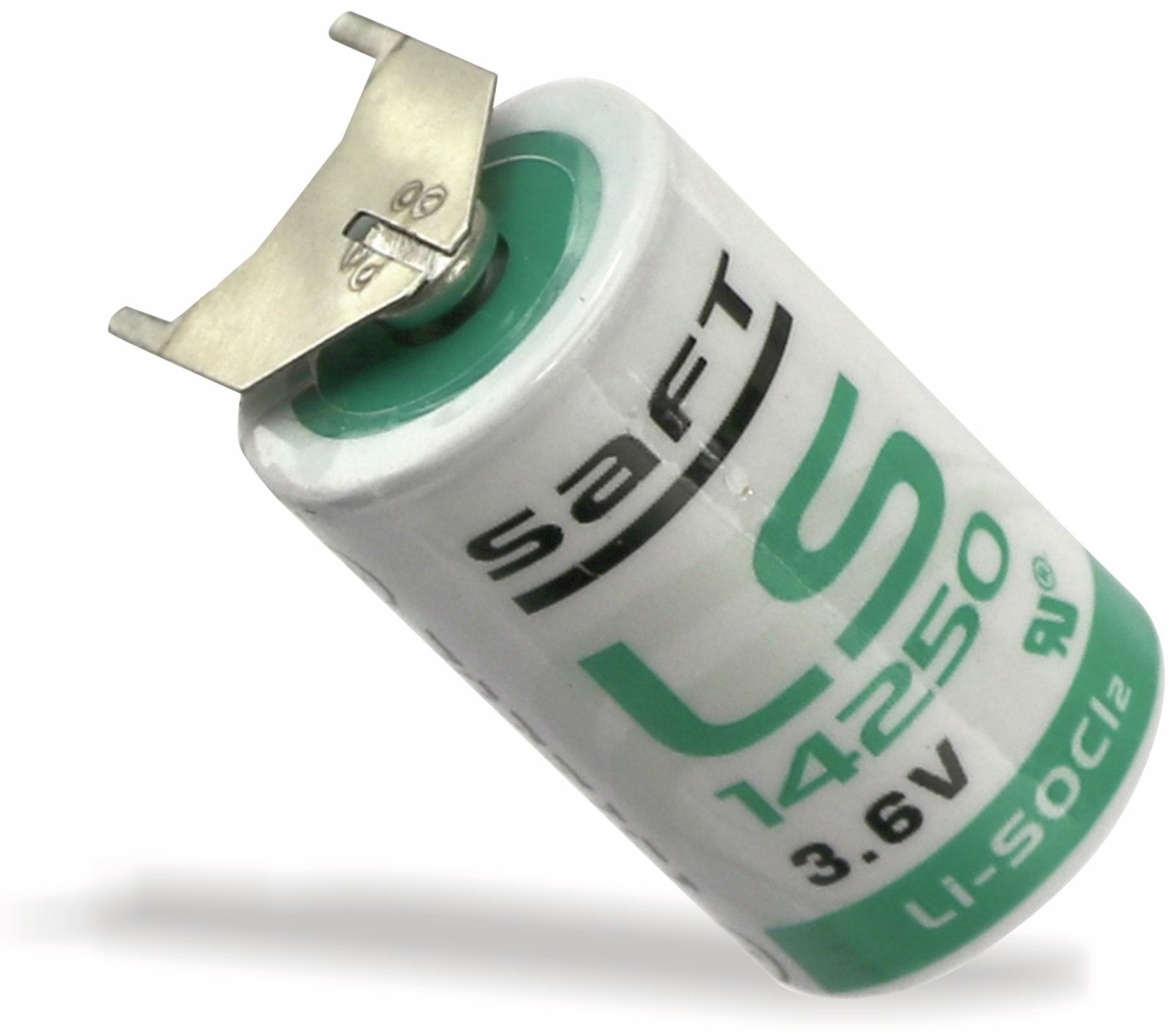 Lithium-Batterie SAFT (Li-SOCl2) mAh 2/1 14250-3PF, 3,6 Batterie AA, Lithium-Thionylchlorid ++/-, 1/2 LS 1200 V-, Print