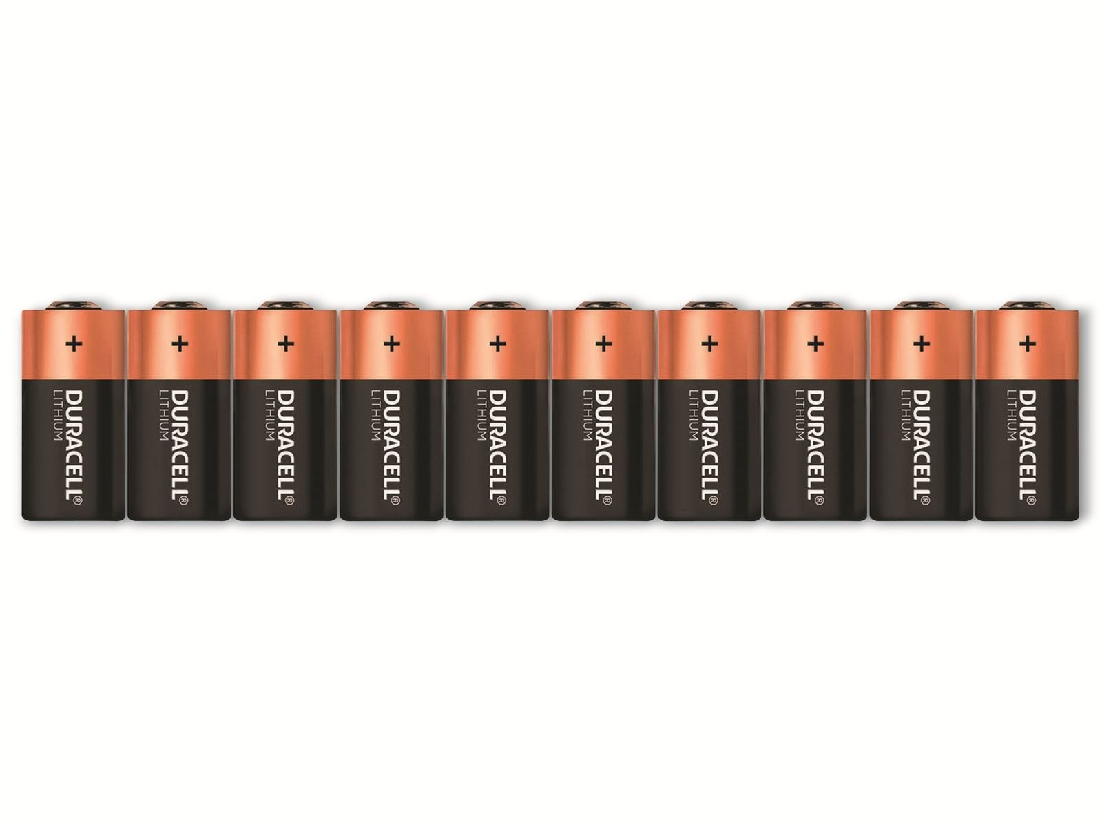 10 Lithium-Batterie, Lithium-Mangandioxid Stück DURACELL Batterie (Li-MnO2) Lithium, CR123A,