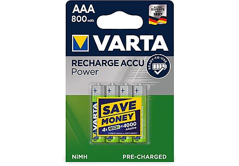 VARTA Akku Recharge Accu Power Micro AAA NiMH 800mAh (4er Blister) NiMH Akku,  NiMH, 1.2 Volt, 0.8 Ah | MediaMarkt