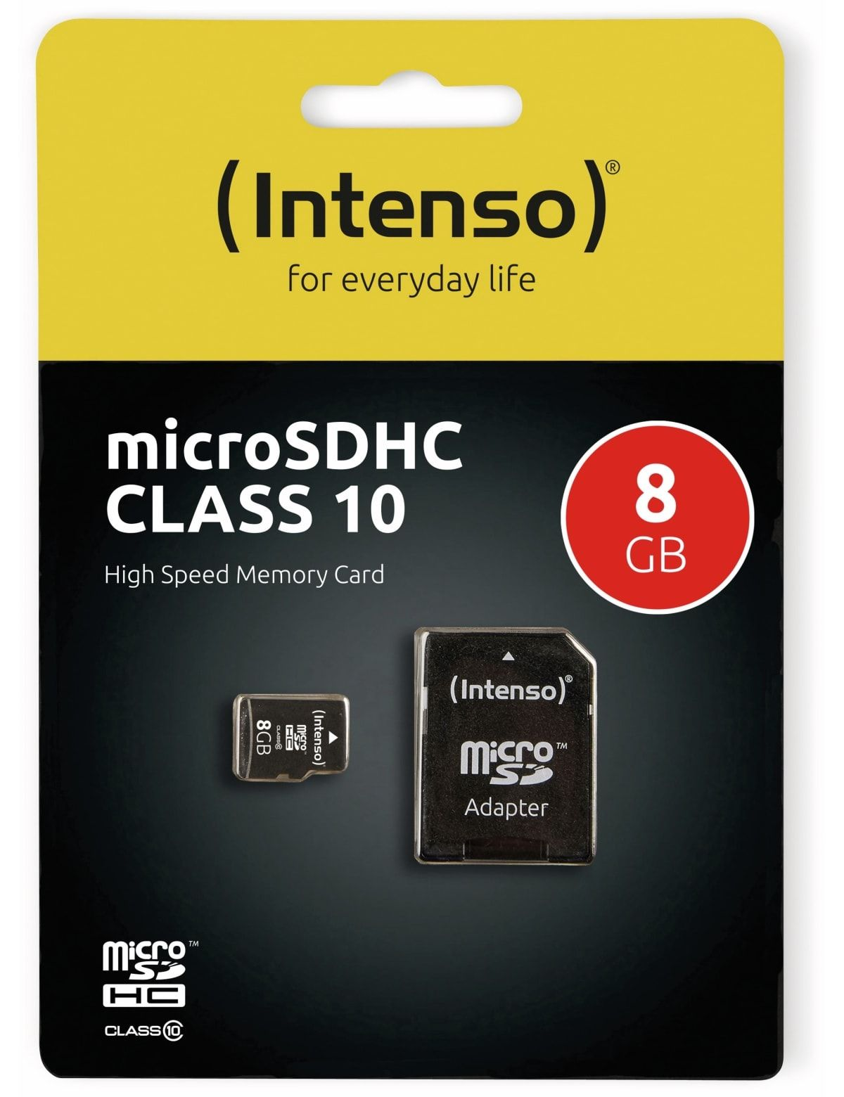 INTENSO MicroSD Micro-SD 8 GB, SDHC, Card 10 12 Class 8GB MB/s Speicherkarte
