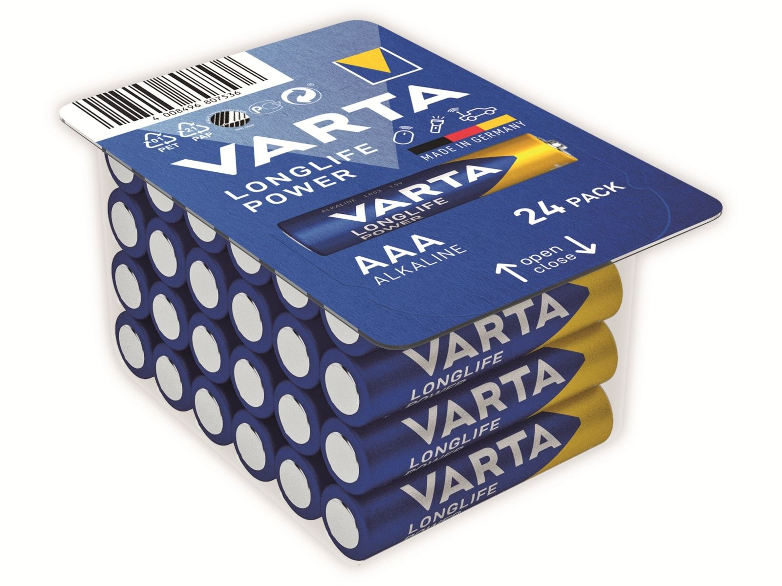VARTA Longlife Power Micro AAA Ah (24er) 1.5 AlMn AlMn, Batterie, Batterie 1.26 Box Volt, LR03 4703 Big