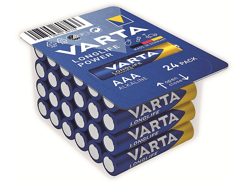 VARTA Longlife Power Micro AAA Batterie 4703 LR03 Big Box (24er) AlMn Batterie, AlMn, 1.5 Volt, 1.26 Ah