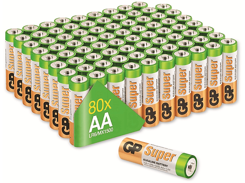 GP GP Super Alkaline-Mignon-Batterie LR06, 1,5V, 80 Stück Alkaline Batterien