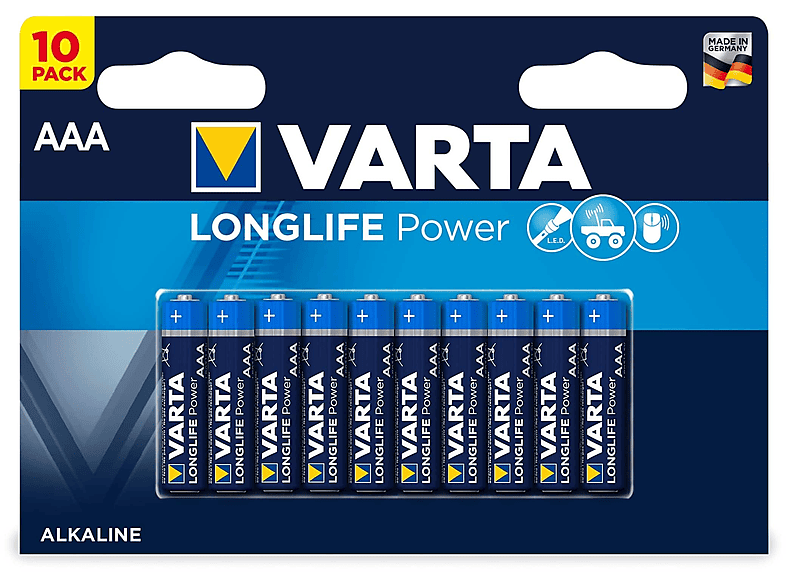 VARTA Longlife Power Micro AAA 4903 Ah Batterie, Volt, (10er AlMn Batterie 1.5 Blister) LR03 1.26 AlMn