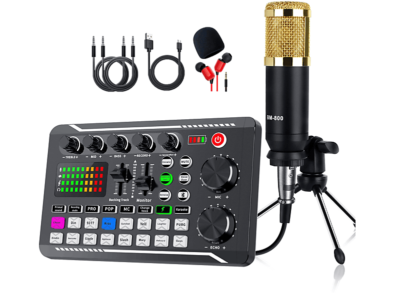 BYTELIKE Soundkarte Kondensatormikrofon Gold Live-Streaming-Kit Mikrofon