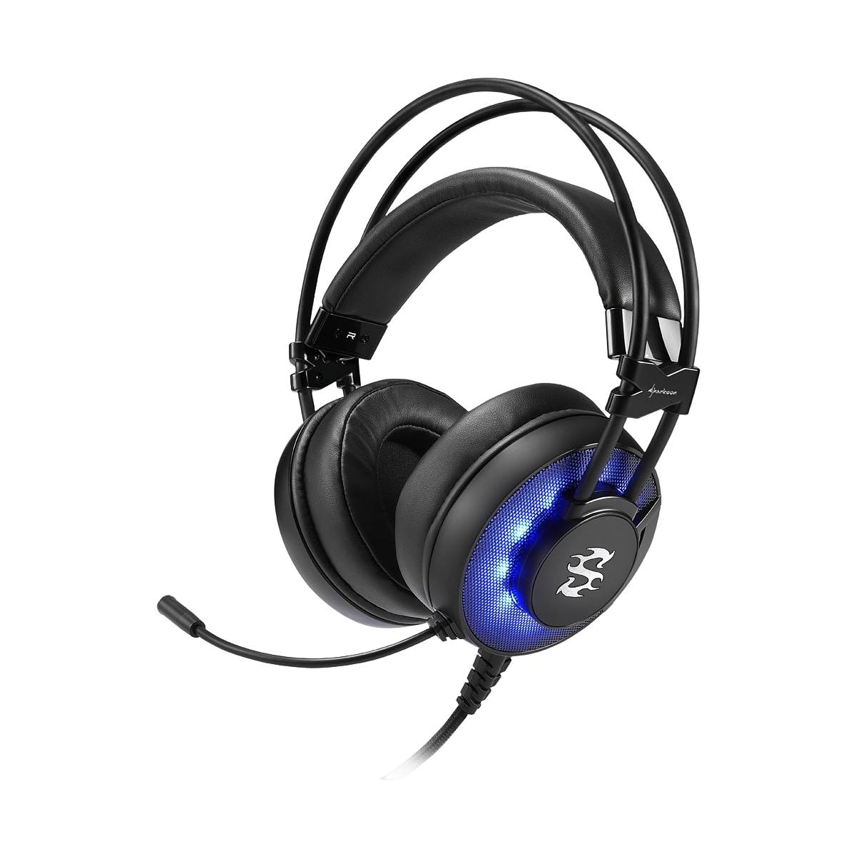 SHARKOON SKILLER SGH2 Schwarz Headset (Stereo, On-ear LED kabelgebunden, Kopfhörer blaue Gaming ohrumschließend, Beleuchtung)