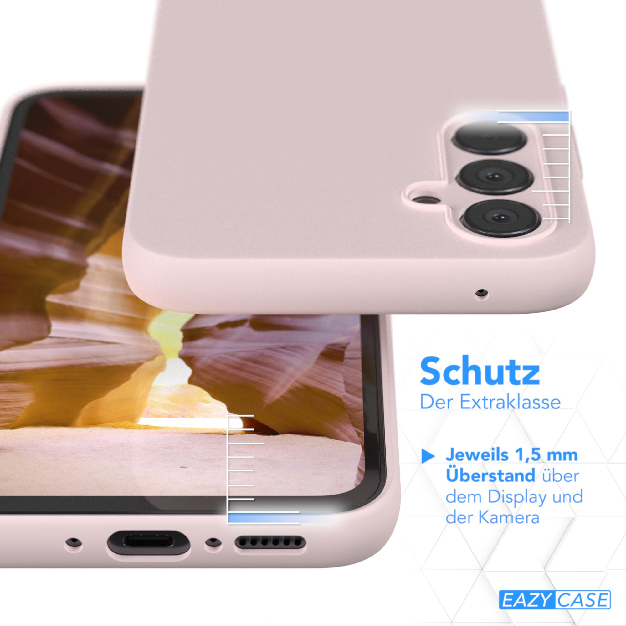 Rosa Handyhülle mit einem Handy darin. Die Hülle befindet sich auf weißem Hintergrund.