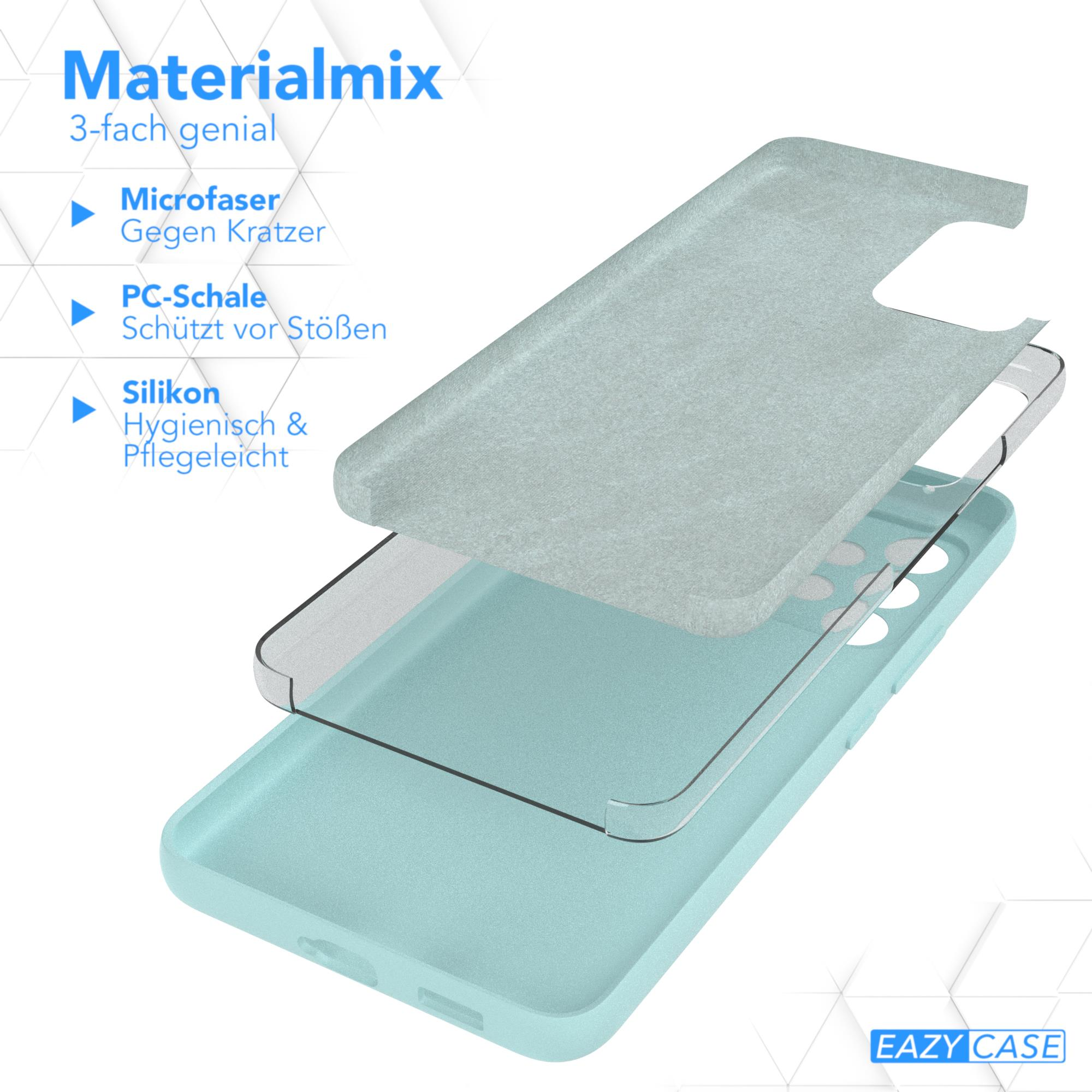 Dreischichtige Handyhülle: Mikrofaser, PC-Schale und Silikon. Jede Schicht hat eine andere Funktion.
