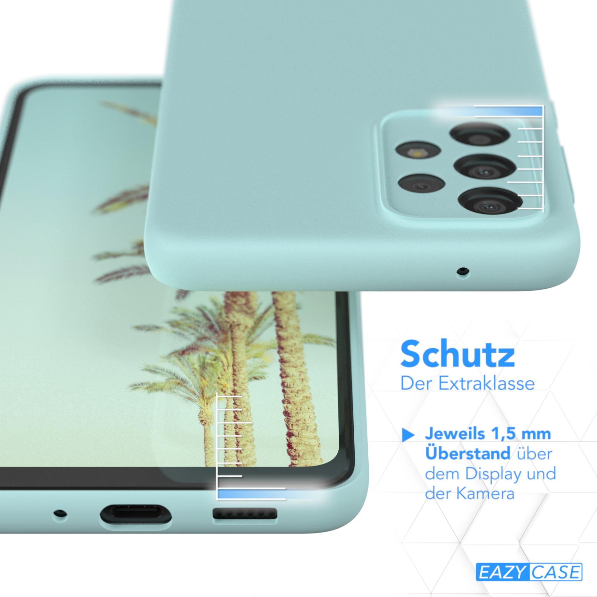 Eine blaue Handyhülle mit Telefon. Die Hülle bietet hohen Display- und Kameraschutz.