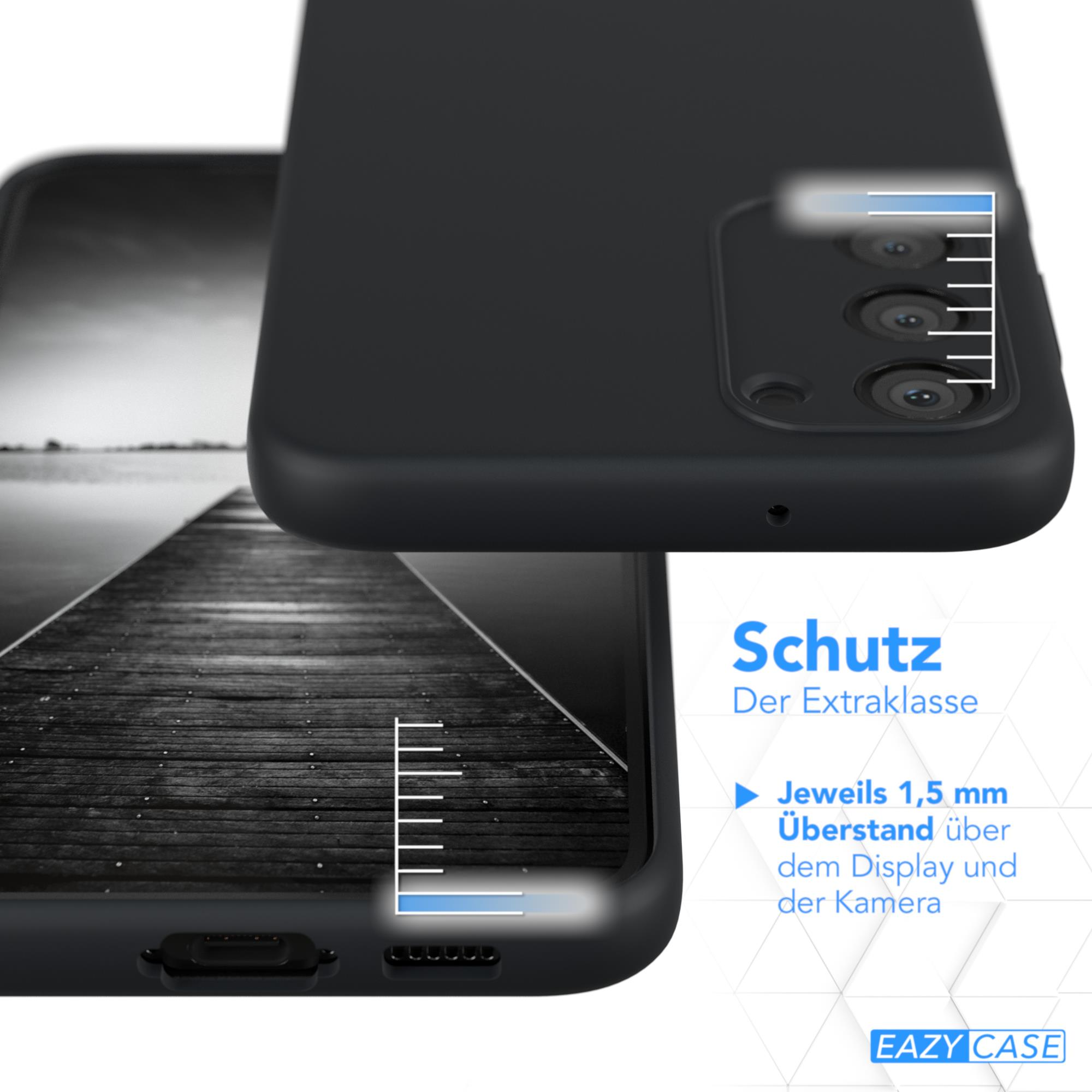 Schwarze Handyhülle auf Oberfläche, zeigt Schutzdetails.