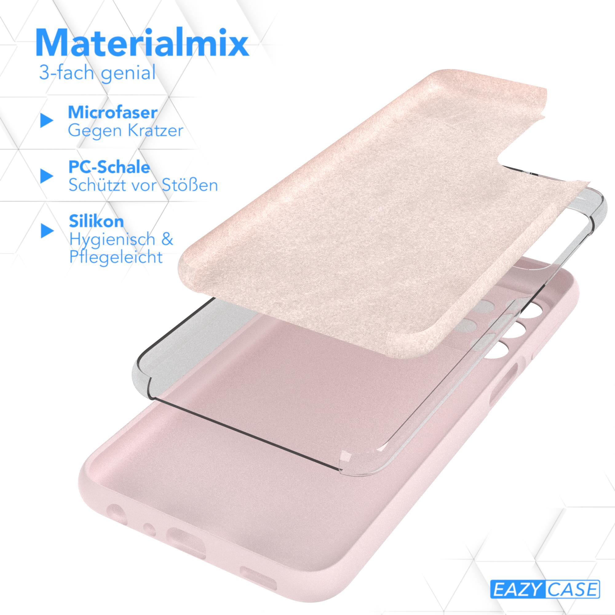 Rosa Handyhüllen-Schichten. Mikrofaser, PC-Schale und Silikon. Das Gehäuse dient zum Schutz und Hygiene.