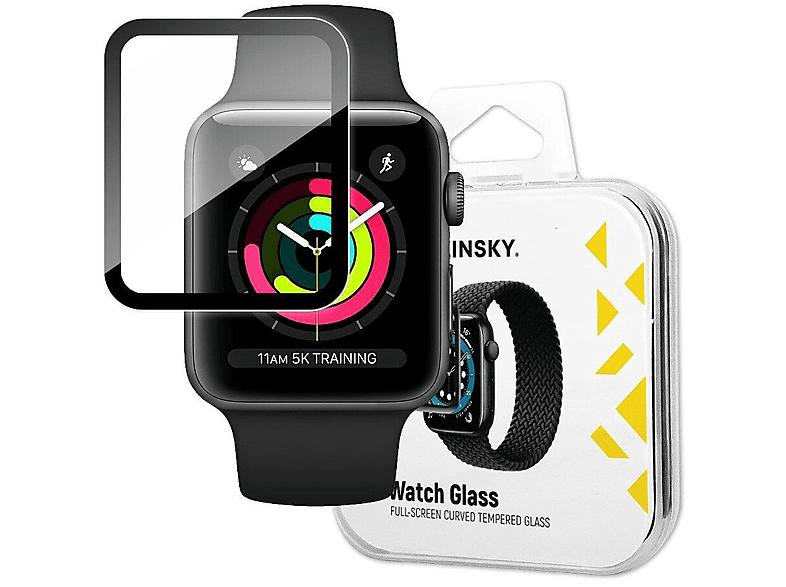 COFI Schutzglas 5D kompaitbel mit Watch 3 42mm / Watch 2 Watch Watch 1 42mm Schwarz Displayschutz(für Apple Watch 3 / Watch 2 42mm)