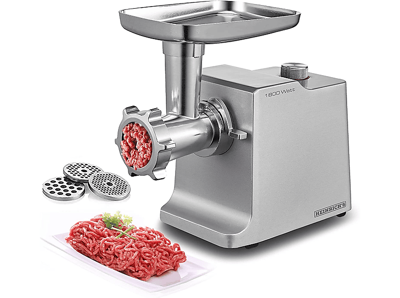 HEINRICHS HEINRICHS HFW 8808 Elektrischer Fleischwolf Fleischwolf 1800 Watt Silber
