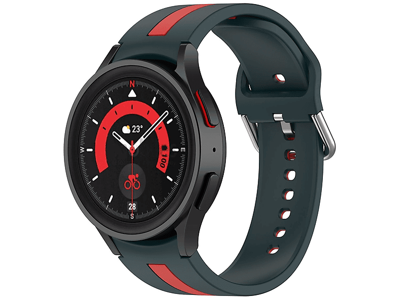 WIGENTO Kunststoff / Silikon Design Sport Armband, Ersatzarmband, Samsung, Galaxy Watch 6 / 5 / 4 40 44 mm / Watch 5 Pro 45mm / Watch 6 / 4 Classic 43 47 mm / 42 46 mm, Muster 8