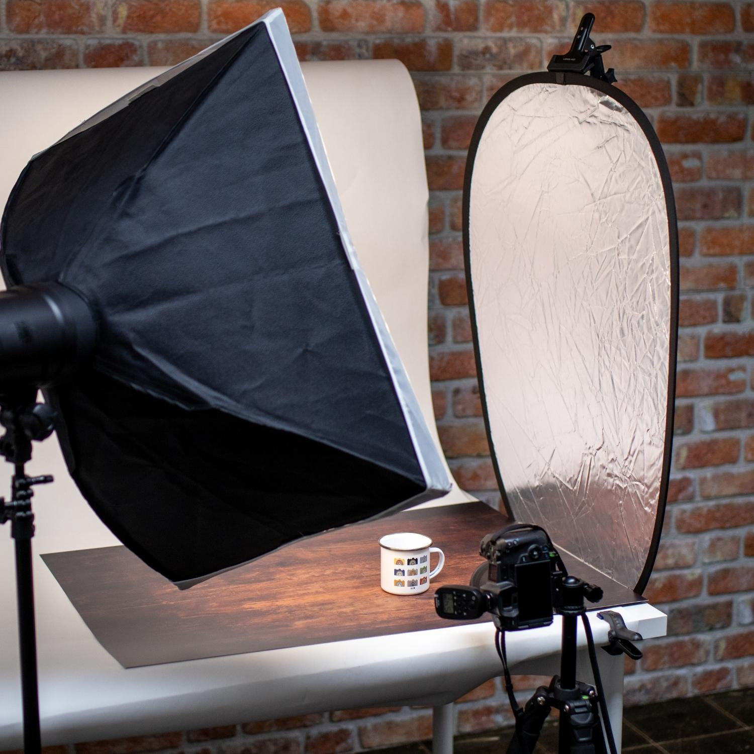 Studiofotografie Fotostudio-Set, Faltreflektor Mehrfarbig, inkl. LENS-AID Reflektorklemme, 60x90cm passend für