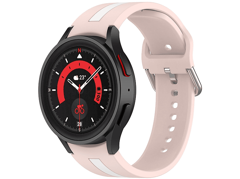WIGENTO Kunststoff / Silikon Design Sport Armband, Ersatzarmband, Samsung, Galaxy Watch 6 / 5 / 4 40 44 mm / Watch 5 Pro 45mm / Watch 6 / 4 Classic 43 47 mm / 42 46 mm, Muster 7