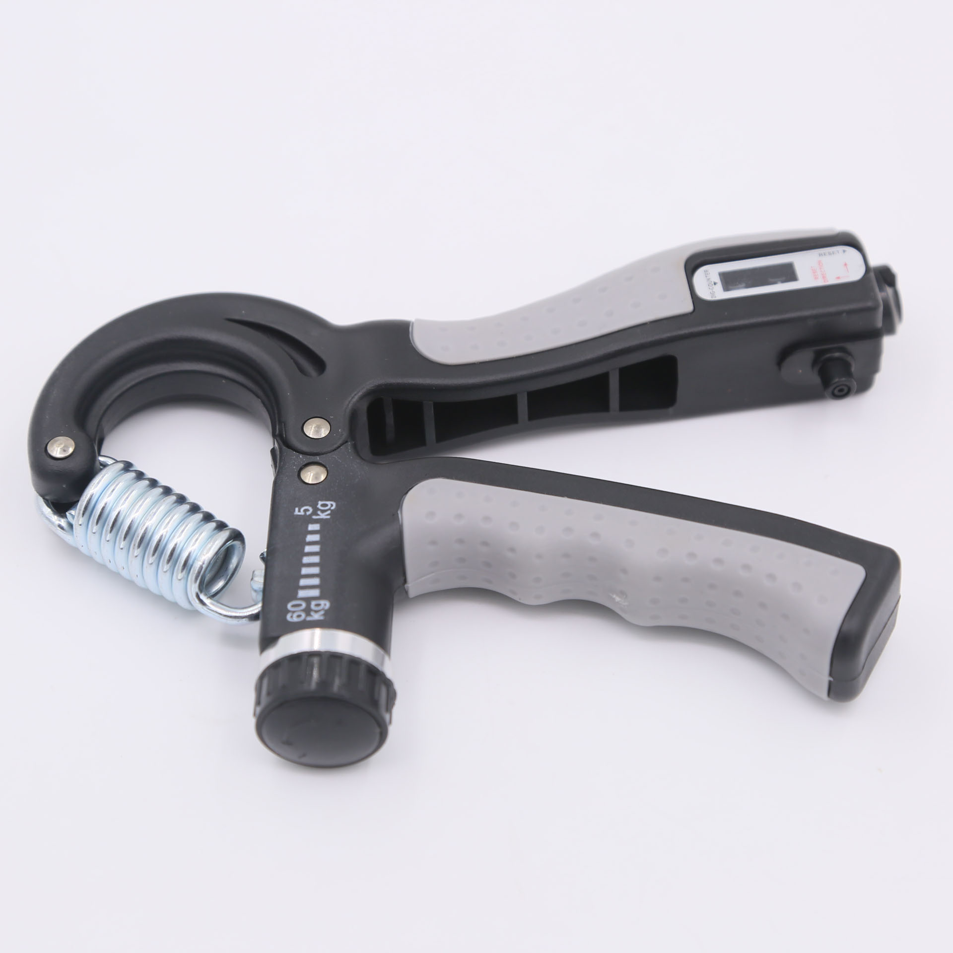 Trener siły chwytu dłoni, czarno-szary, ze sprężyną.