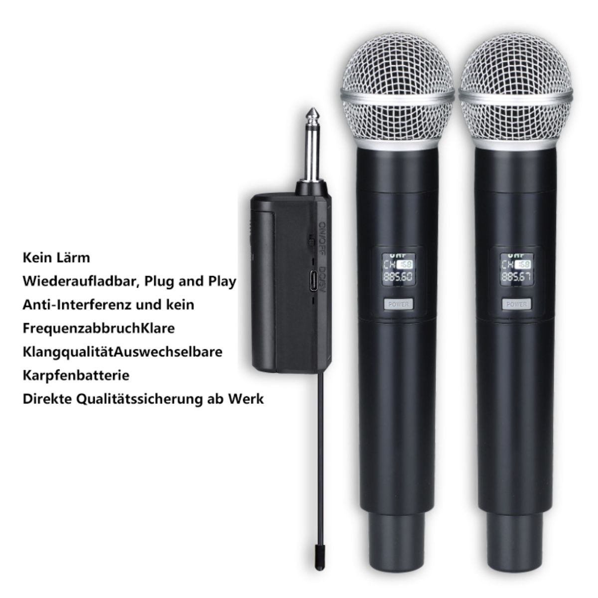 BYTELIKE Universelles Mikrofon Drahtloses Mikrofon Live-Streaming drahtloses Mikrofone, Mikrofon Wiederaufladbares Schwarz