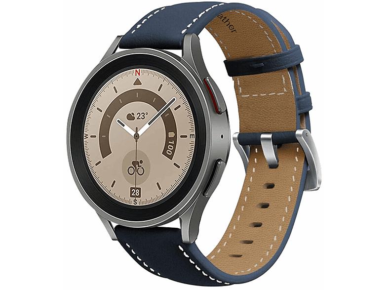 WIGENTO Kunstleder Armband V Dunkelblau Watch 44 45mm / Watch 5 Pro Classic / / / 42 Samsung, Ersatz, Ersatzarmband, mm mm, 6 6 4 Galaxy 4 5 Watch 43 / 46 \