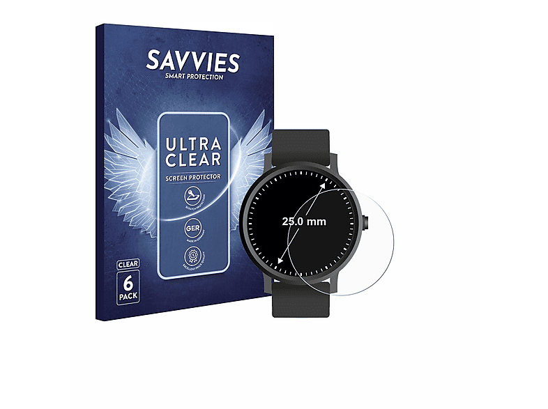 SAVVIES 6x klare Schutzfolie(für Universal Kreisrunde Displays (ø: 25 mm))