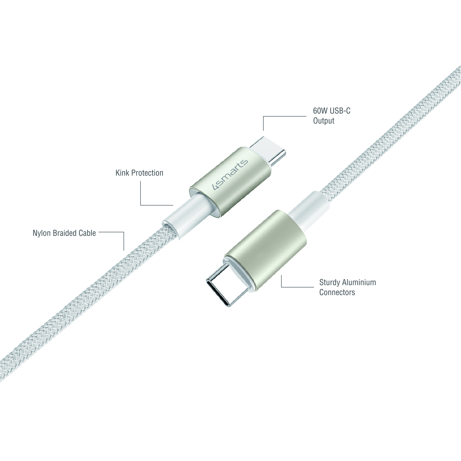 USB Typ-C cm, PremiumCord Kabel, 4SMARTS Weiß Set, 300 3er