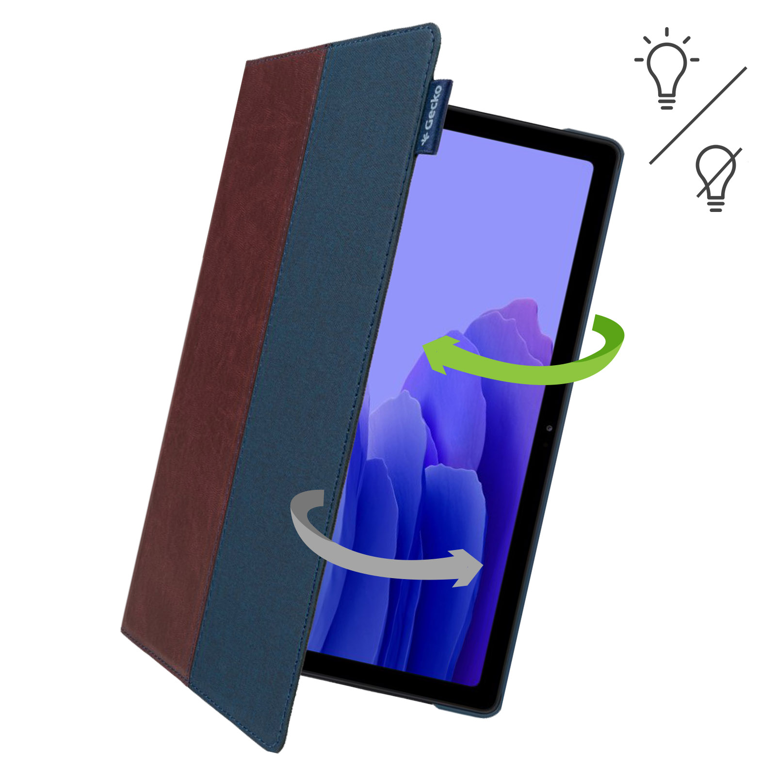 (2020) Samsung A7 GECKO Tab für 2.0 Tablet 10.4 COVERS Easy-Click Cover Leather, PU Blau,Braun Galaxy Bookcover Hülle