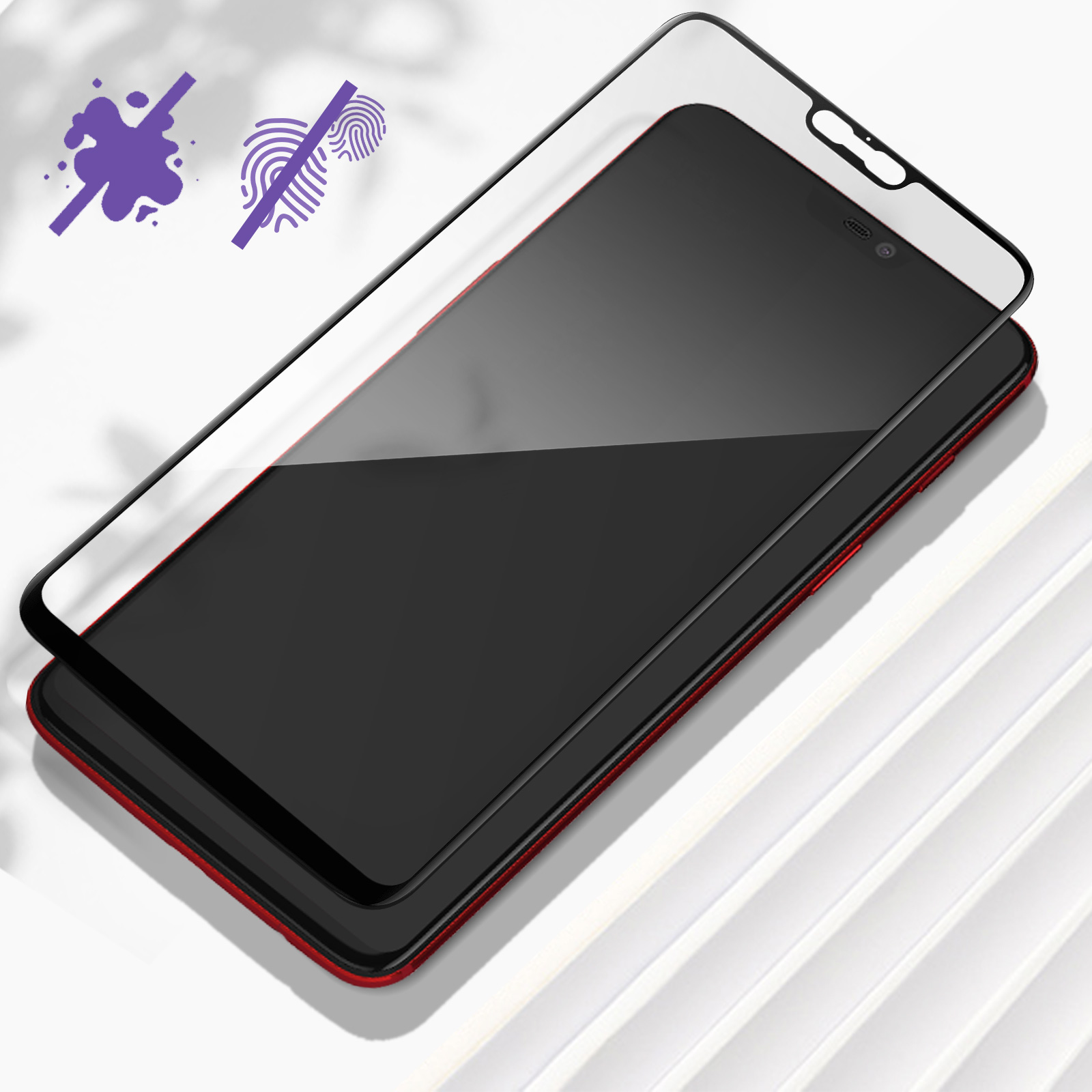 OnePlus mit OnePlus AVIZAR Glas-Folien(für Schwarz Schutzfolie Glas 9H 6) Gehärtetes Rand Härtegrad,