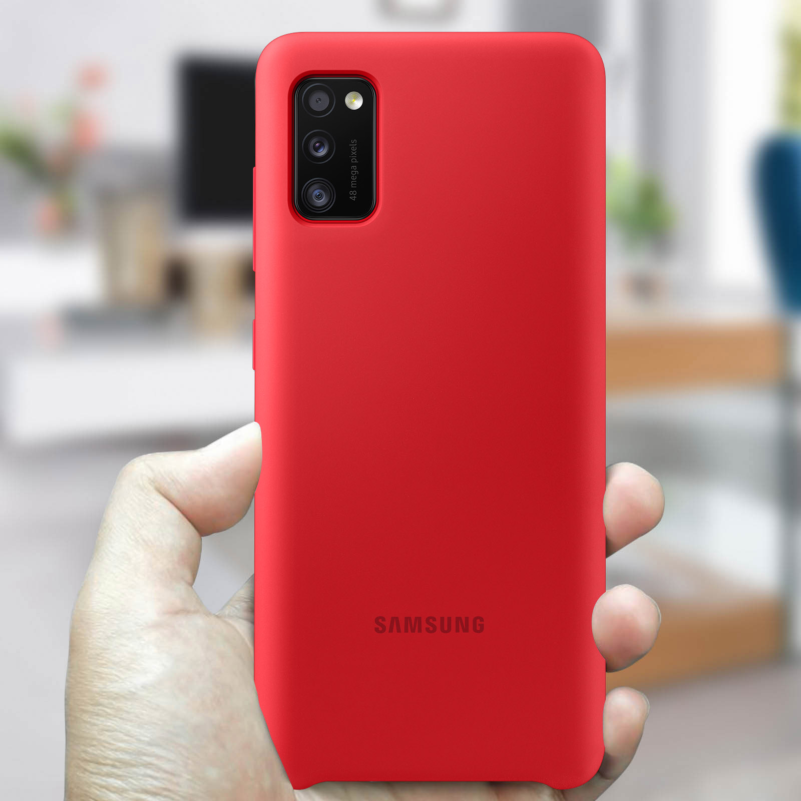 SAMSUNG Samsung, Silikon, Handyhülle Original aus Rot Backcover, Galaxy A41,