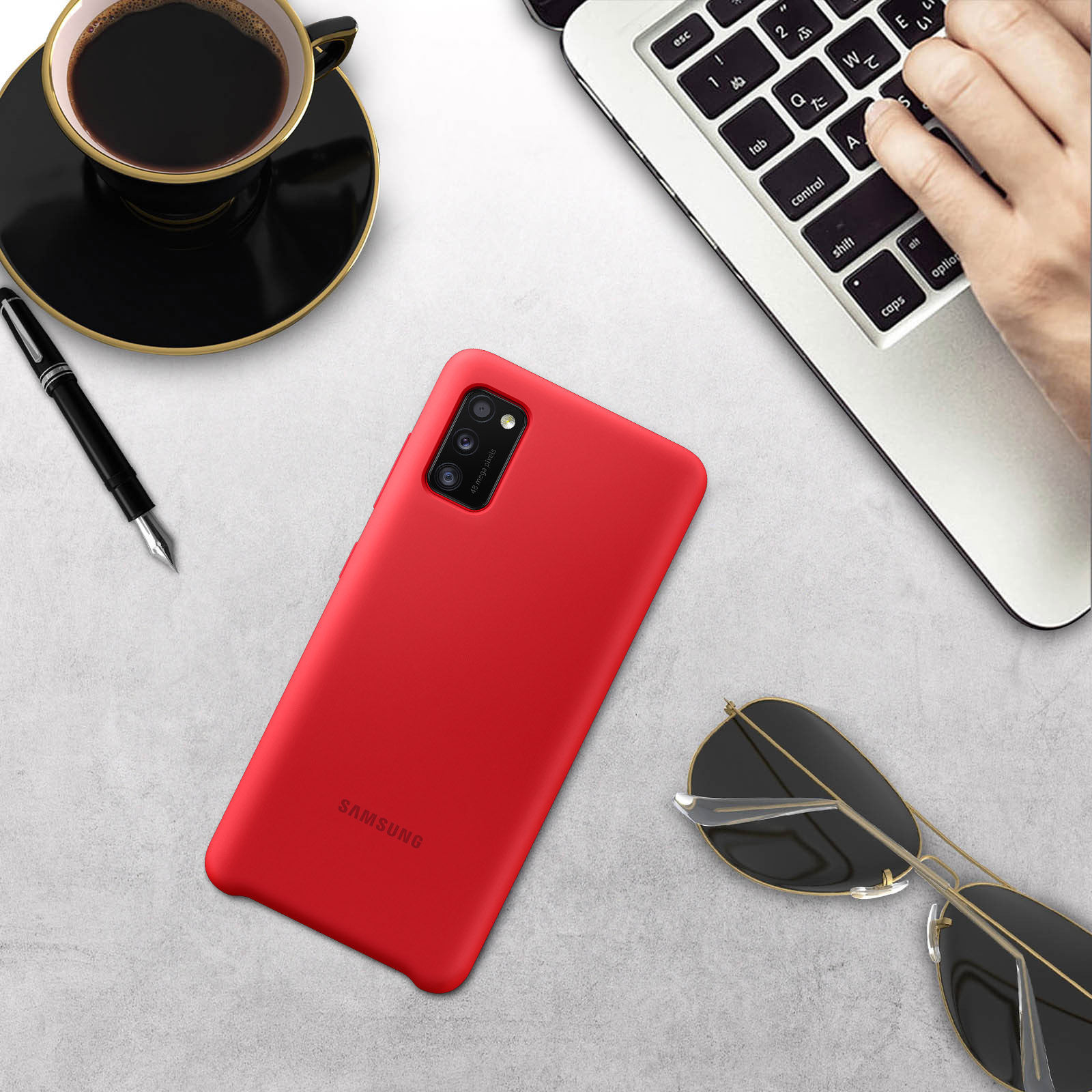 SAMSUNG Backcover, Original aus Rot Silikon, A41, Samsung, Handyhülle Galaxy