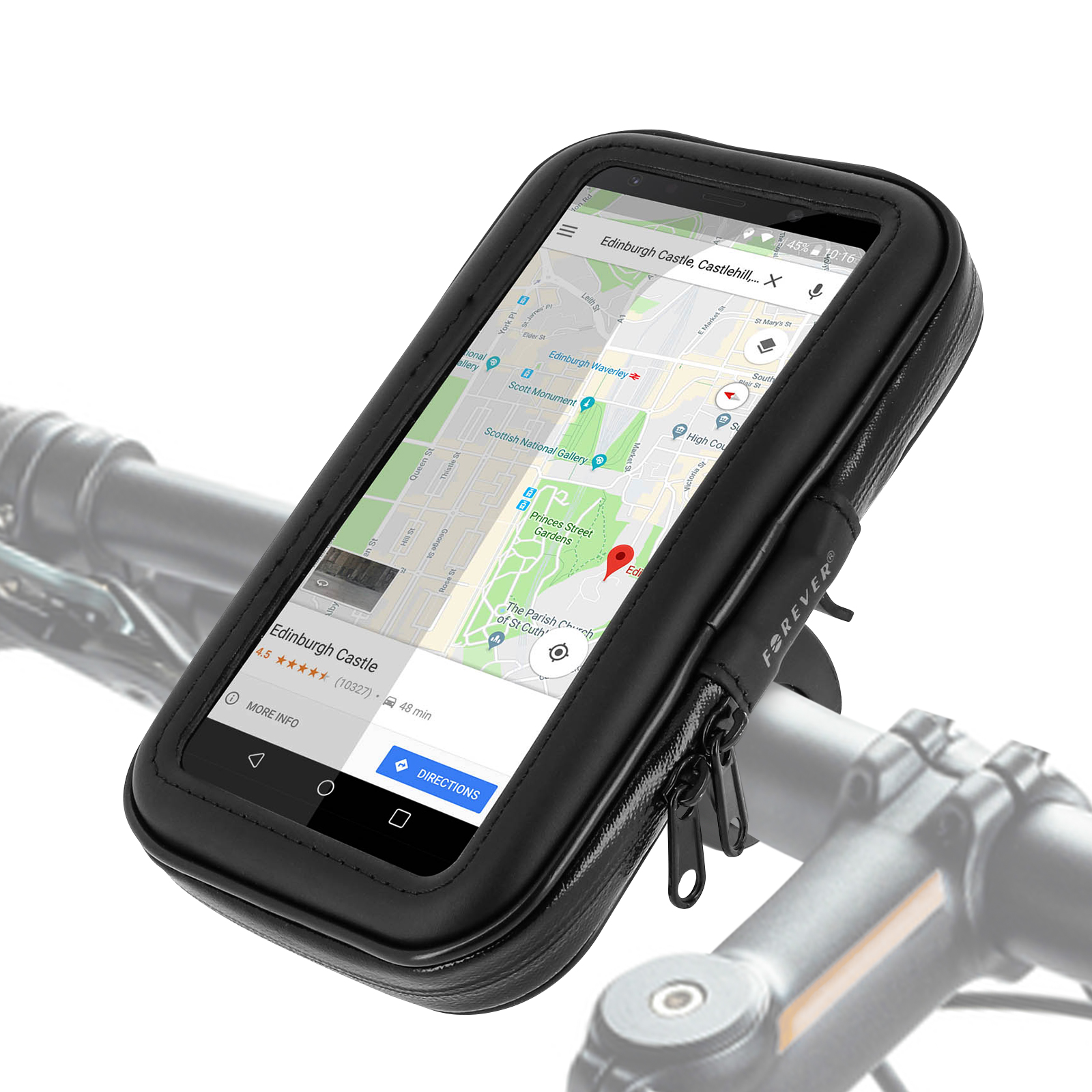 FOREVER Halterung 2-Rad Wasserdicht Smartphone Motorrad- Schwarz / Fahrradhalterungen