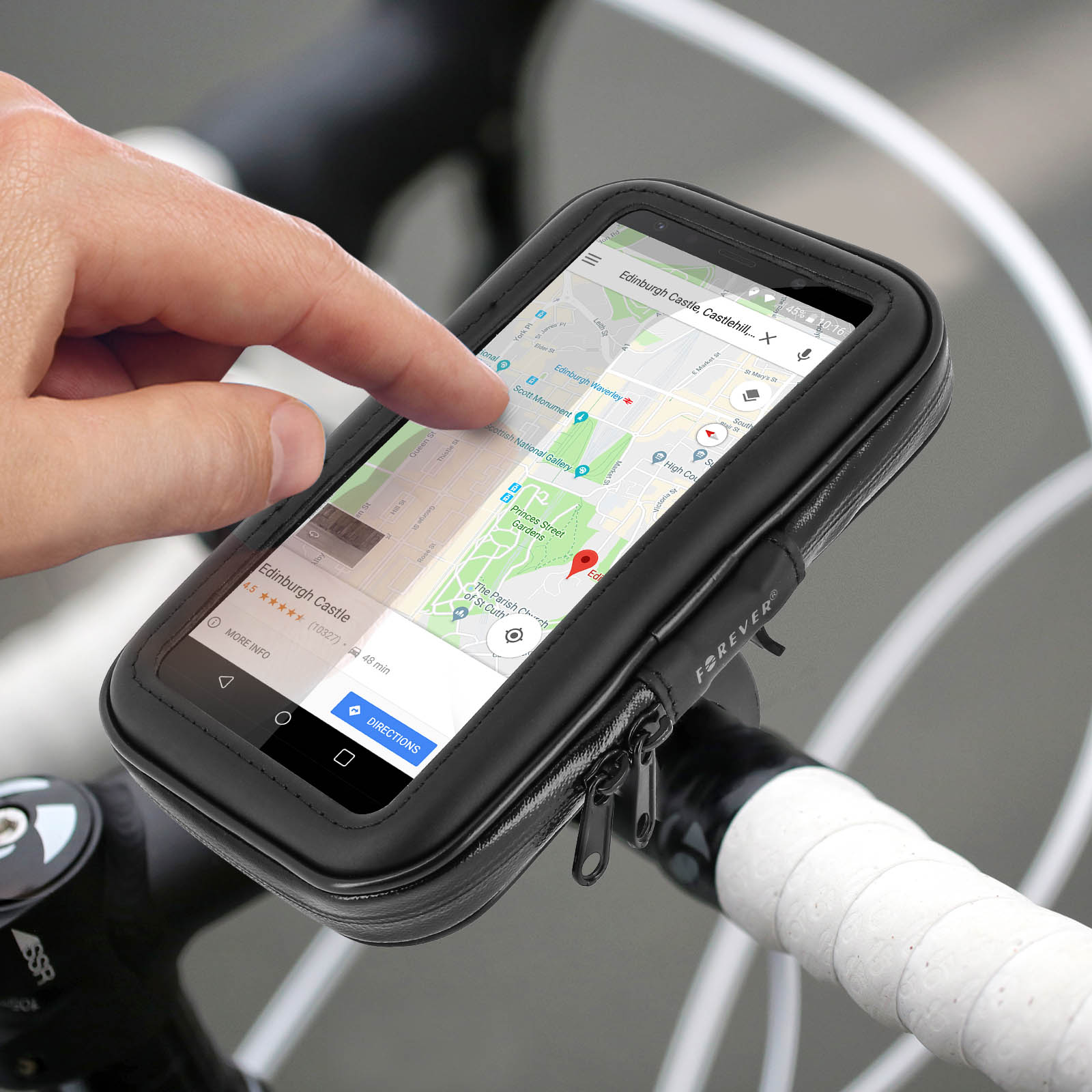 2-Rad Fahrradhalterungen, Smartphone Halterung Motorrad- Wasserdicht / Schwarz FOREVER