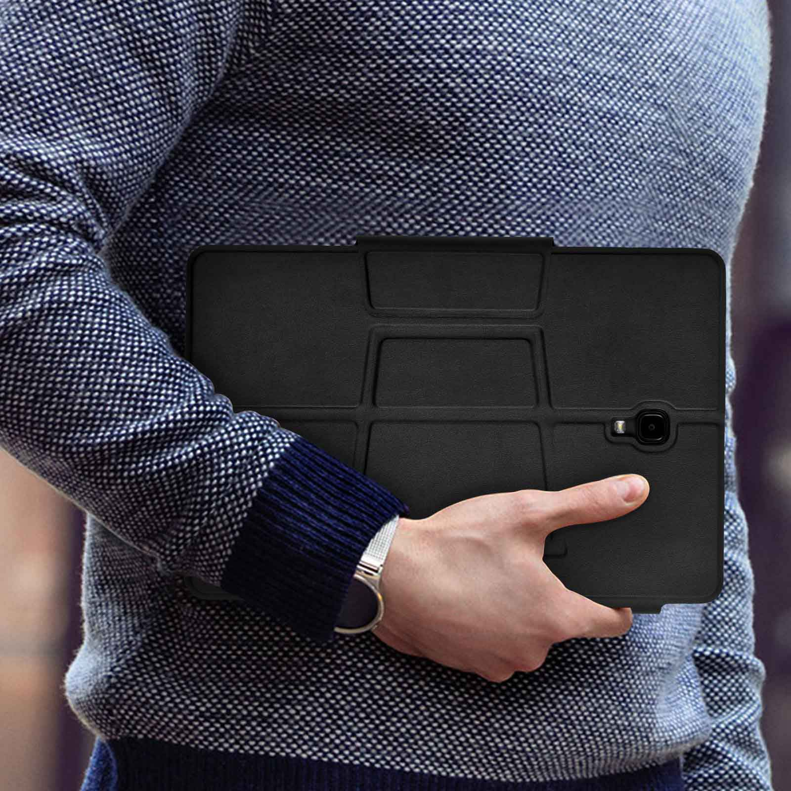 GECKO COVERS AZERTY Tastatur-Case Schwarz Samsung Bookcover Leather, PU für