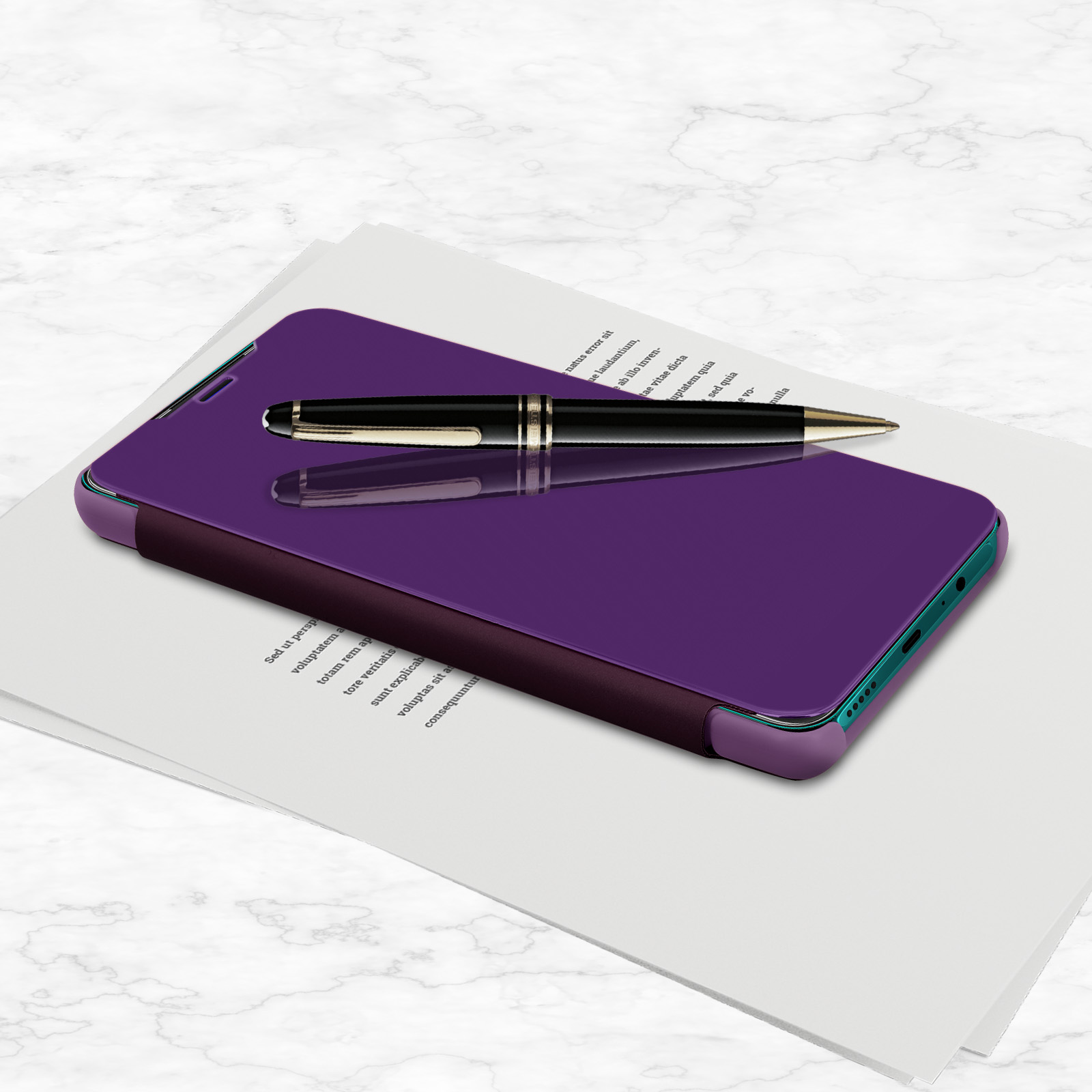 AVIZAR Series, Spiegeleffekt Violett 2021, P Huawei, smart Bookcover,