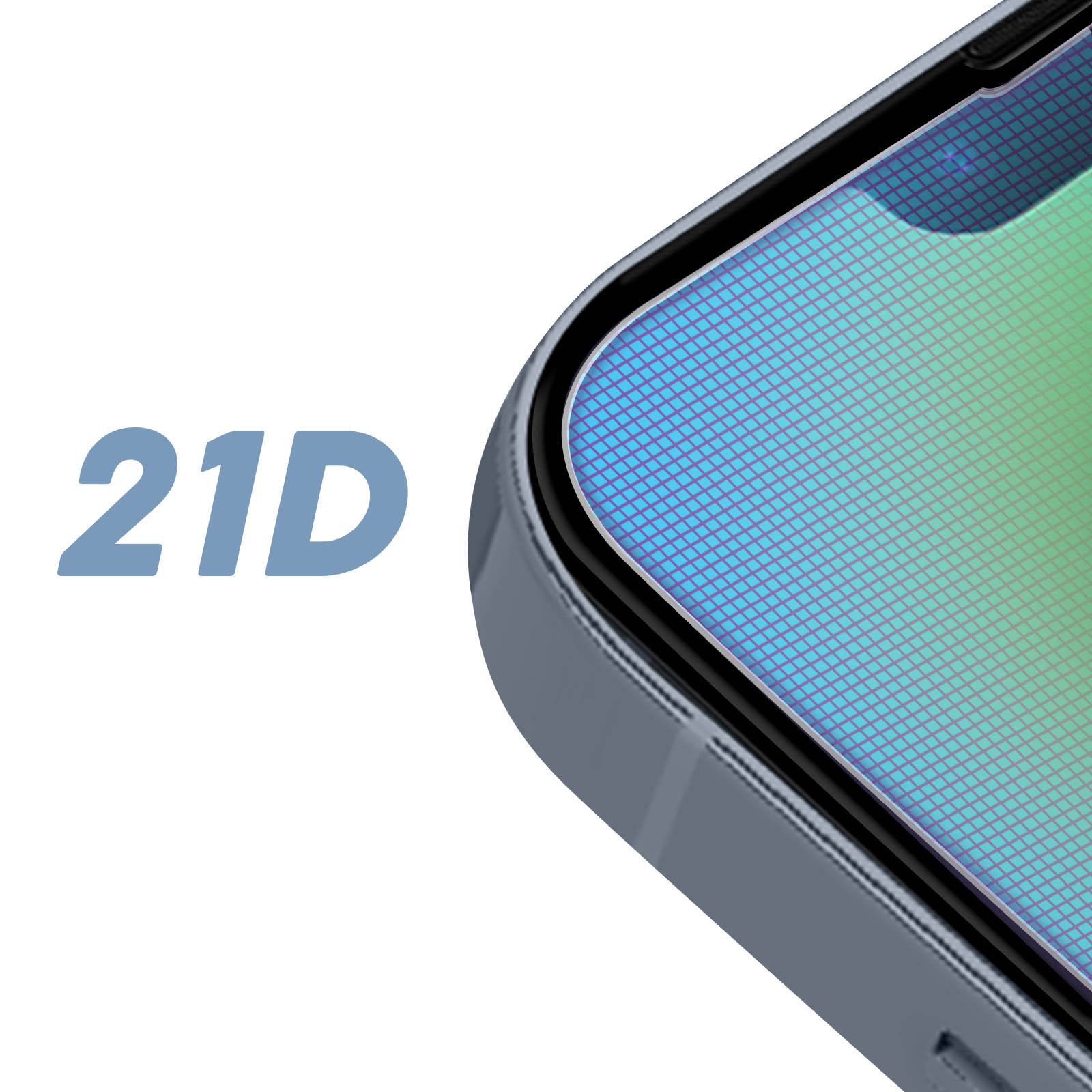 Gros plan sur un écran de téléphone avec le texte '21D'.
