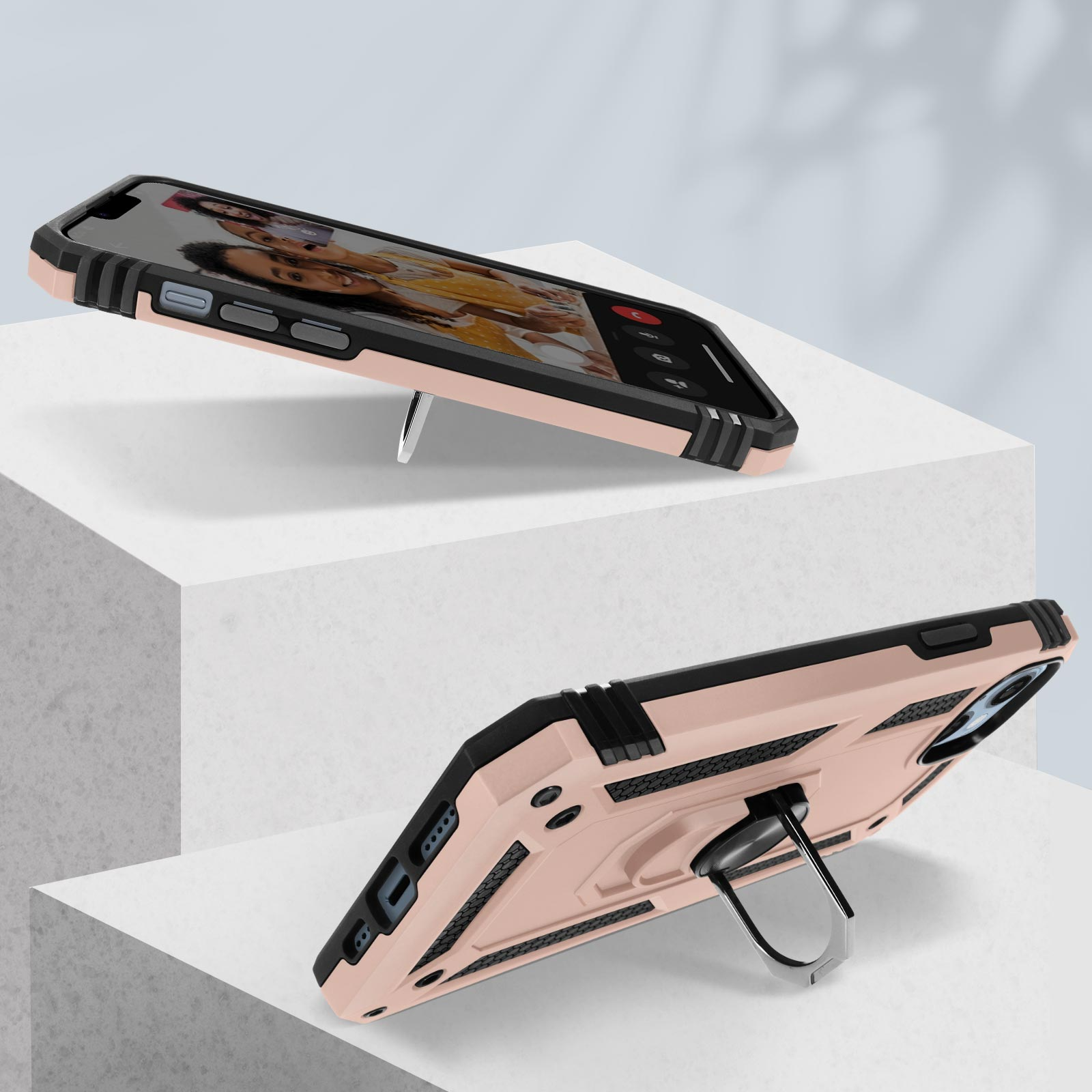 Series, Apple, 14 Handyhülle Rosegold Ring mit stoßfeste Backcover, iPhone Plus, AVIZAR